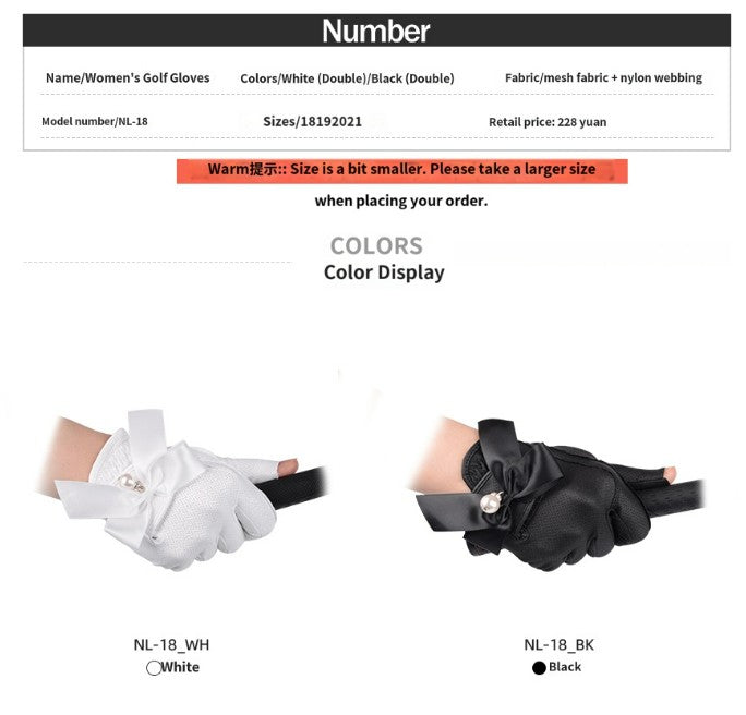 Number Golf Gloves Women's Summer Sunscreen Breathable Anti-Slip Gloves Women's Fingerless Golf Gloves