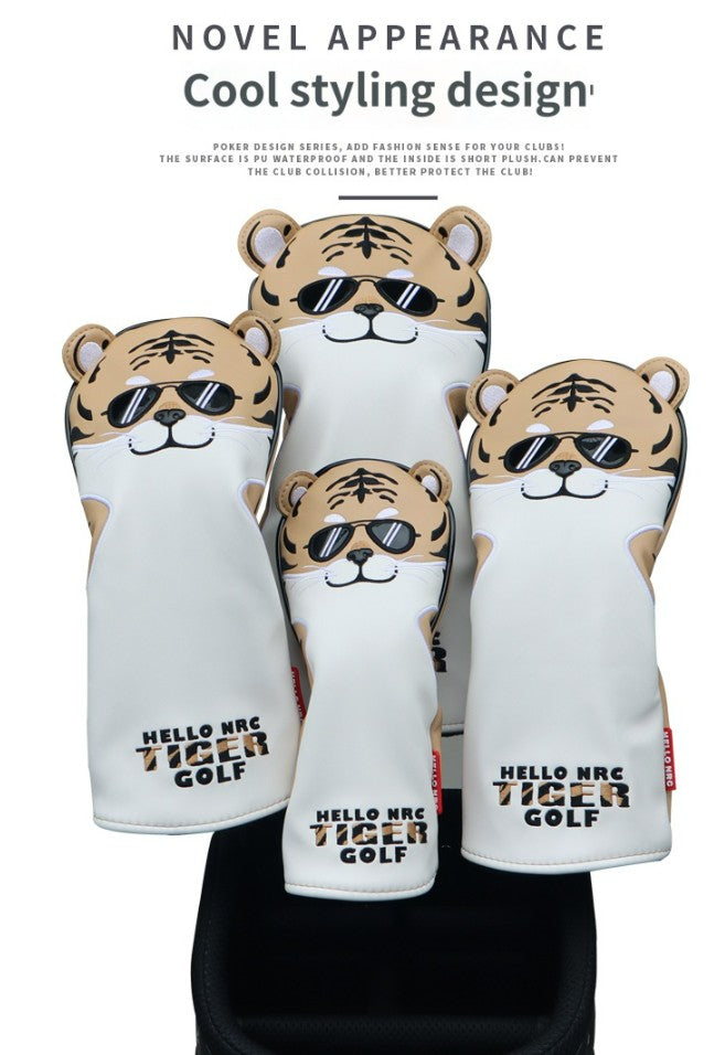 HELLO NRC SUNGLASSES TIGER GOLF CLUB COVER FULL SET OF WOOD CLUB COVER BALL HEAD PROTECTOR WATERPROOF PU FABRIC