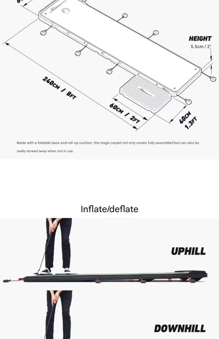 The new PuttOUT AirBreak golf club golf carpet putting training has an adjustable incline