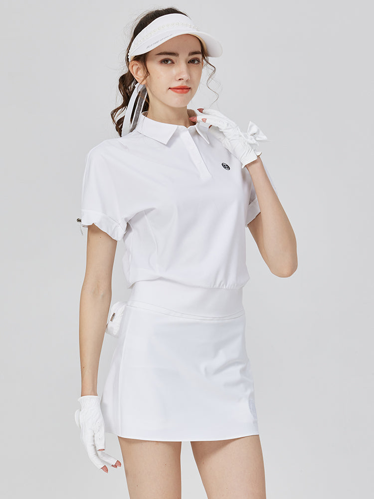 25BG Golf Apparel Women's Short Sleeve Top Stretch Breathable Loose Fit POLO Shirt Women's Jersey Anti-Walk Skirt