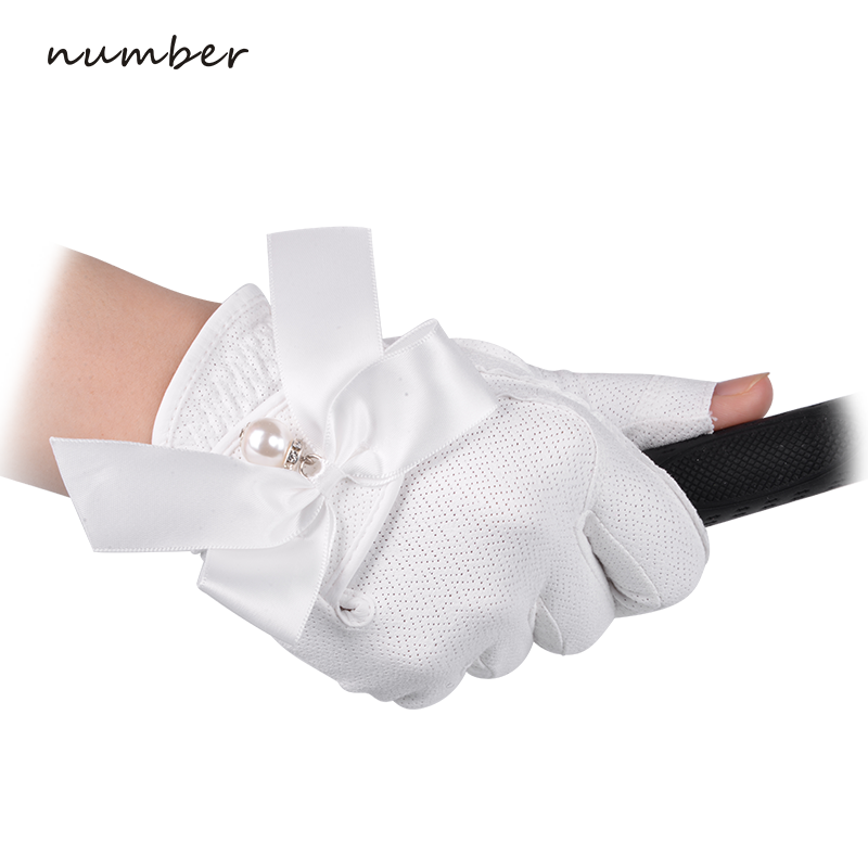 Number Golf Gloves Women's Summer Sunscreen Breathable Anti-Slip Gloves Women's Fingerless Golf Gloves