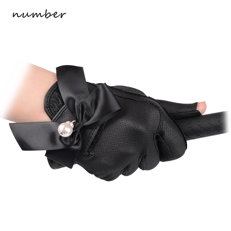 Number Golf Gloves Women's Summer Sunscreen Breathable Anti-Slip Gloves Women's Fingerless Golf Gloves