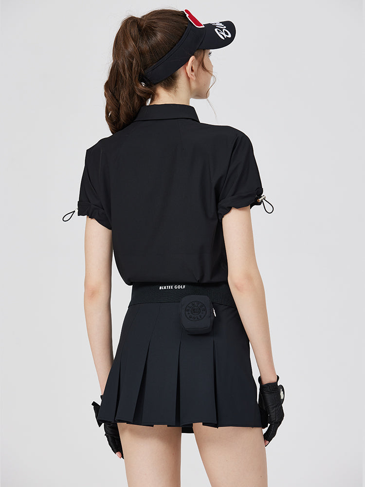 25BG Golf Apparel Women's Short Sleeve Top Stretch Breathable Loose Fit POLO Shirt Women's Jersey Anti-Walk Skirt