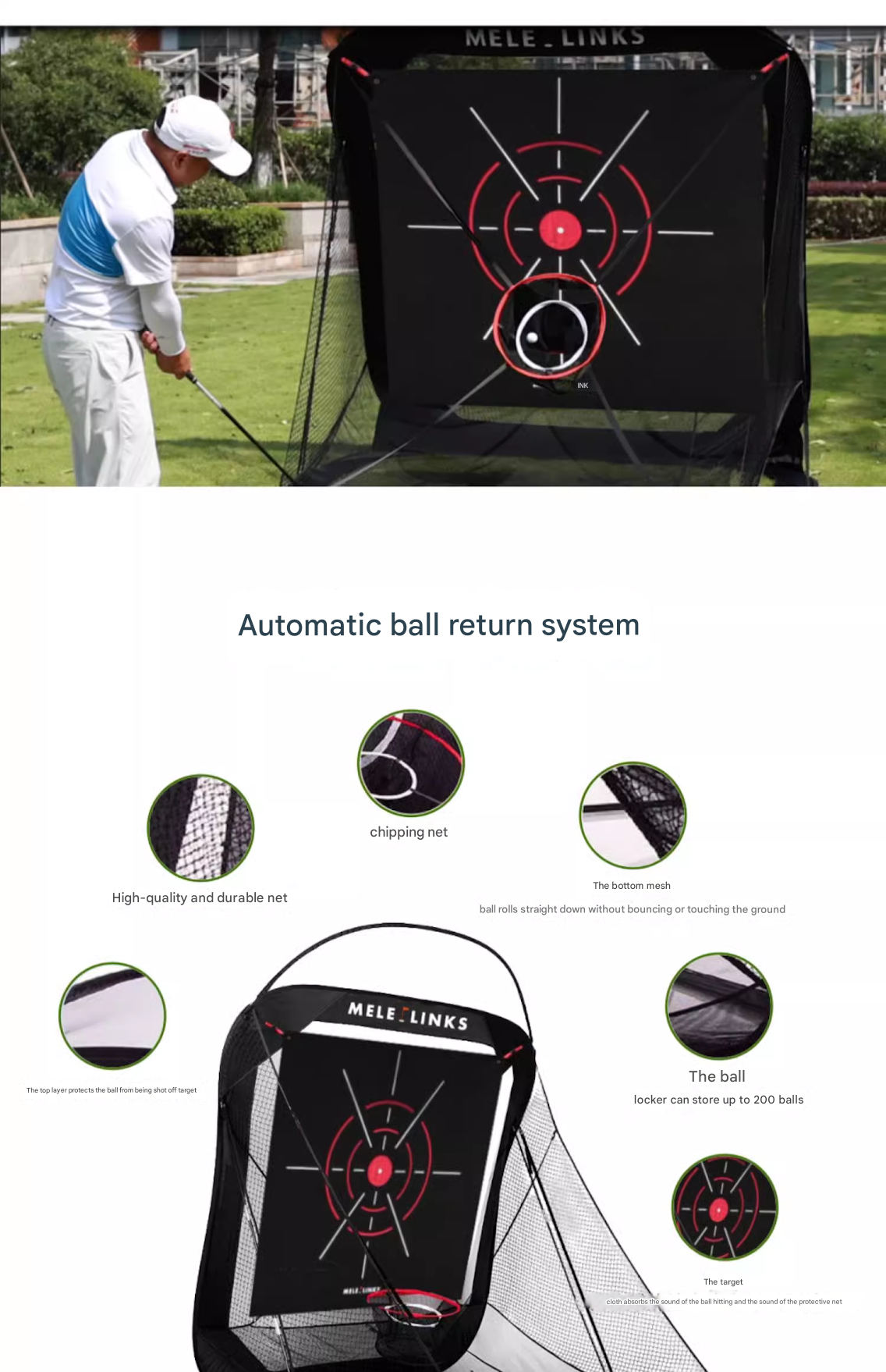 MELE LINKS GOLF PORTABLE PRACTICE NETS INDOOR AND OUTDOOR BATTING CAGE SWING CUTTING PRACTICE NETS