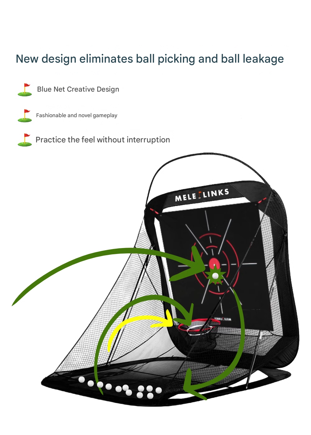 MELE LINKS GOLF PORTABLE PRACTICE NETS INDOOR AND OUTDOOR BATTING CAGE SWING CUTTING PRACTICE NETS