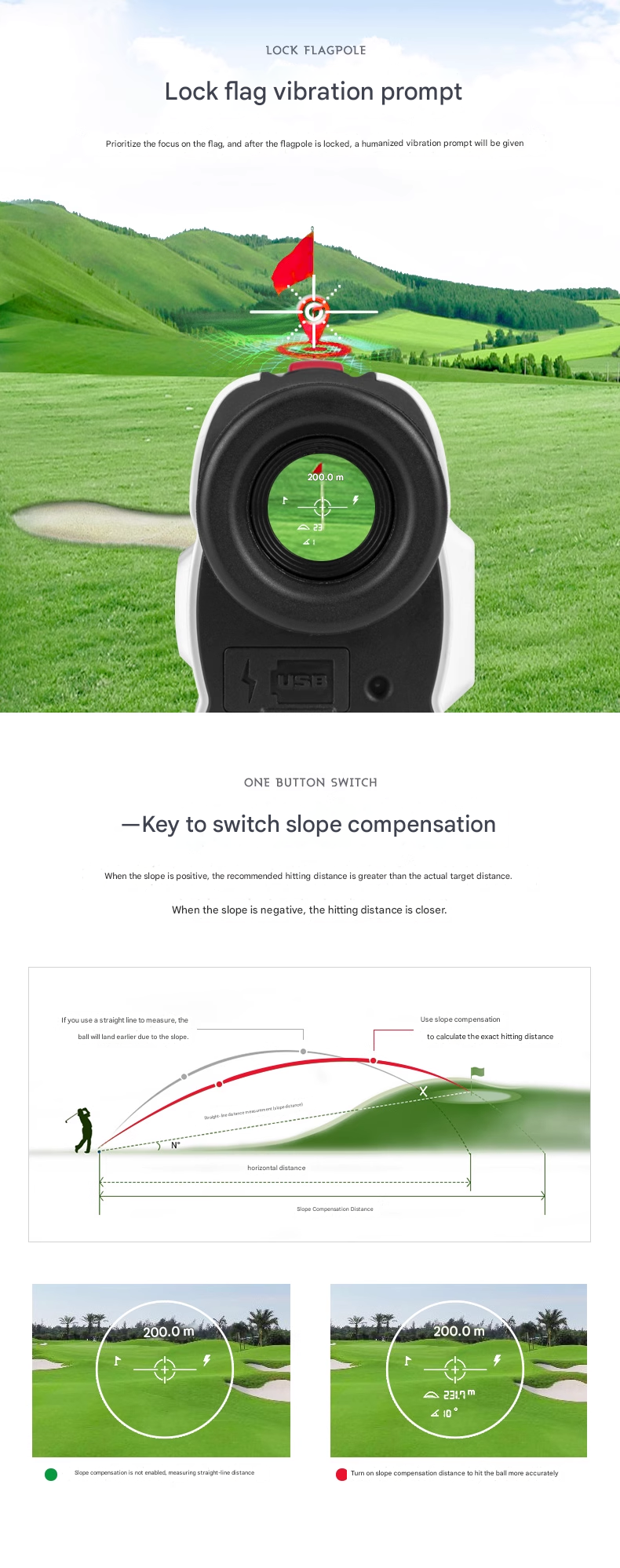 PGM Magnetic Waist Clip Golf Rangefinder High Precision Laser Telescope Slope Compensation Distance Measuring Instrument