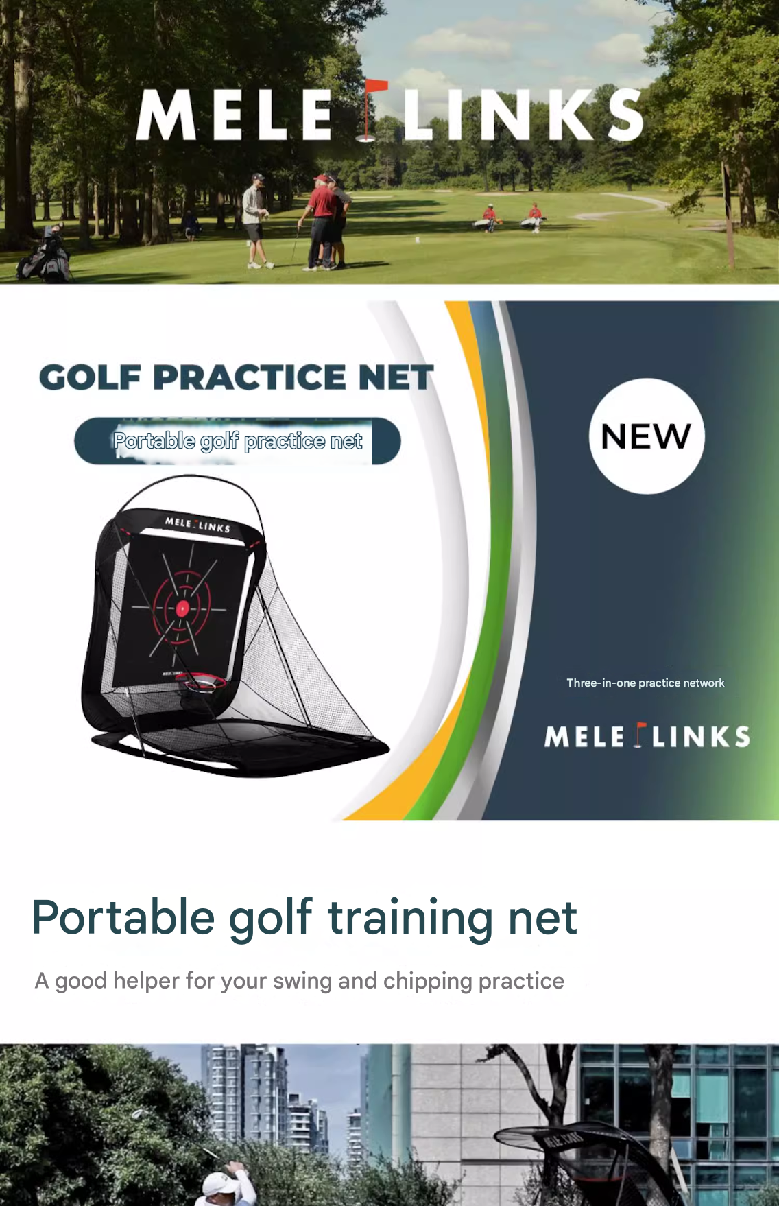 MELE LINKS GOLF PORTABLE PRACTICE NETS INDOOR AND OUTDOOR BATTING CAGE SWING CUTTING PRACTICE NETS