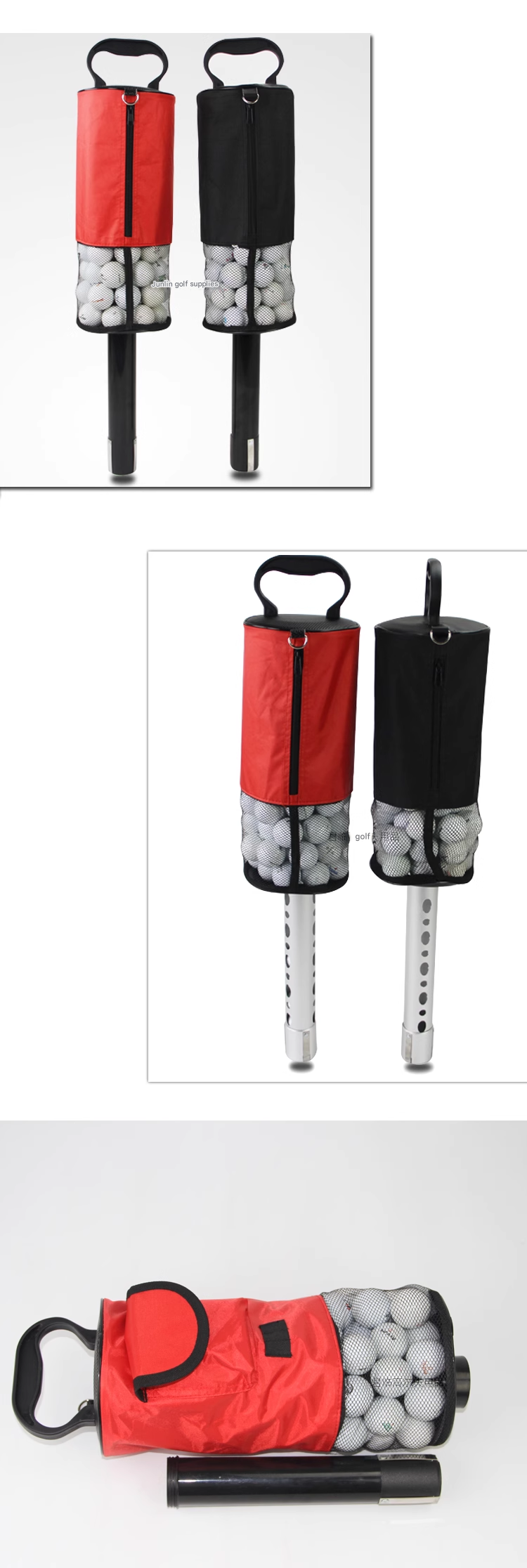 Golf ball picker, aluminum alloy ball barrel, two-stage plastic ball picker, and court supplies can hold 70 pieces with a large capacity