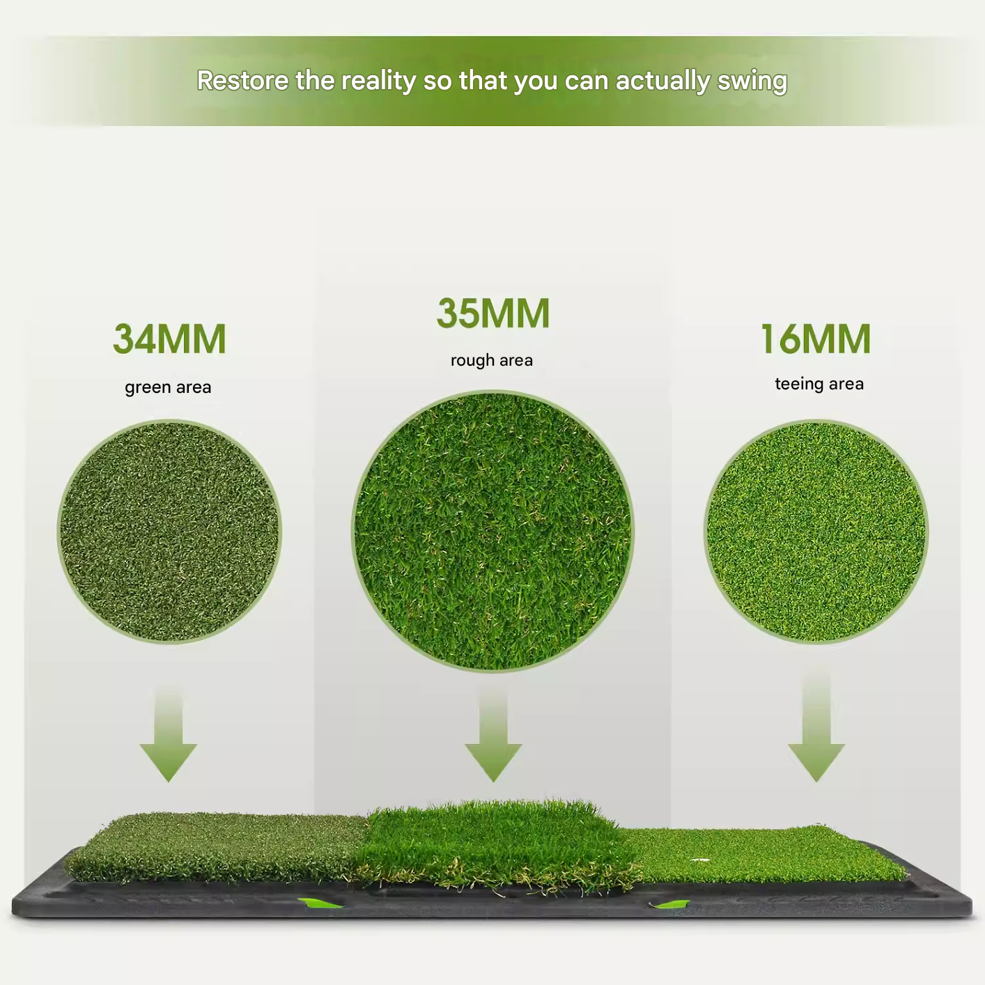 Hand-held golf double grass and three grass percussion mats, artificial turf mats, indoor swing practice mats, non-slip rubber soles