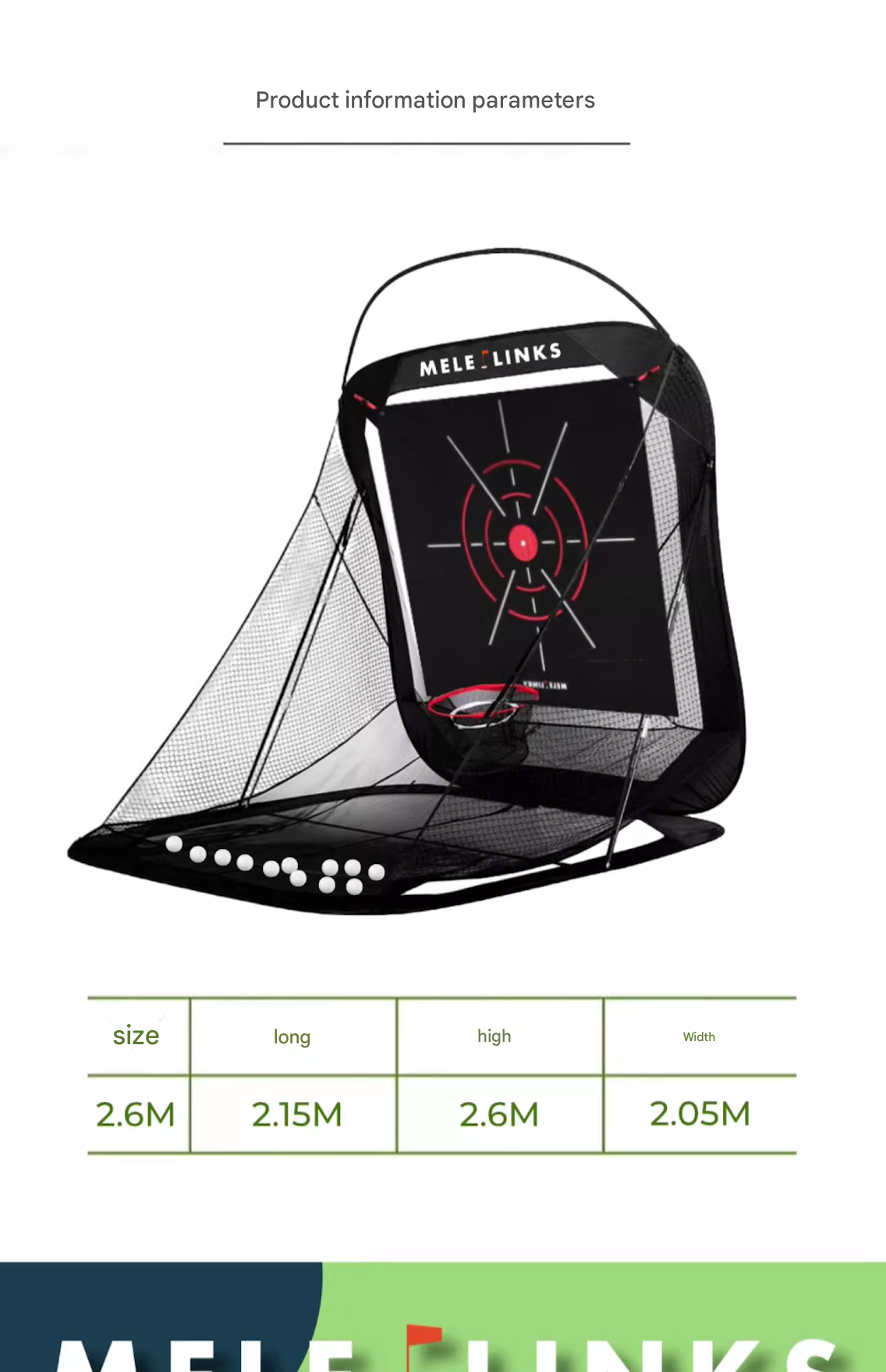 MELE LINKS GOLF PORTABLE PRACTICE NETS INDOOR AND OUTDOOR BATTING CAGE SWING CUTTING PRACTICE NETS
