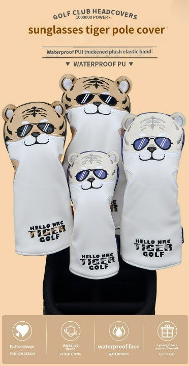 HELLO NRC SUNGLASSES TIGER GOLF CLUB COVER FULL SET OF WOOD CLUB COVER BALL HEAD PROTECTOR WATERPROOF PU FABRIC