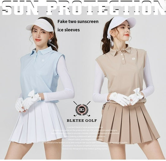 BG golf suit women's long sleeve top summer quick-drying breathable fake two-piece sports Brand sunscreen jersey ice silk women's jersey