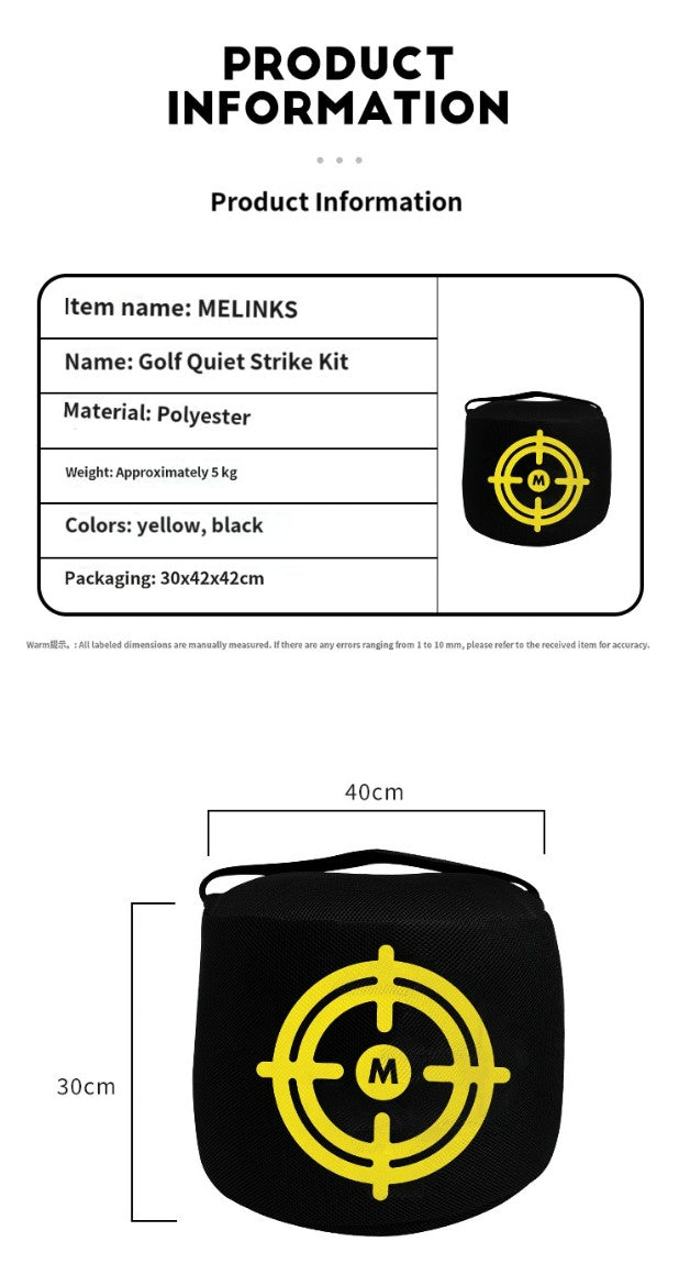 MELELINKS GOLF SILENT PERCUSSION BAG INDOOR PRACTICE SAY GOODBYE TO NOISE NO-FILL OUT OF THE BOX