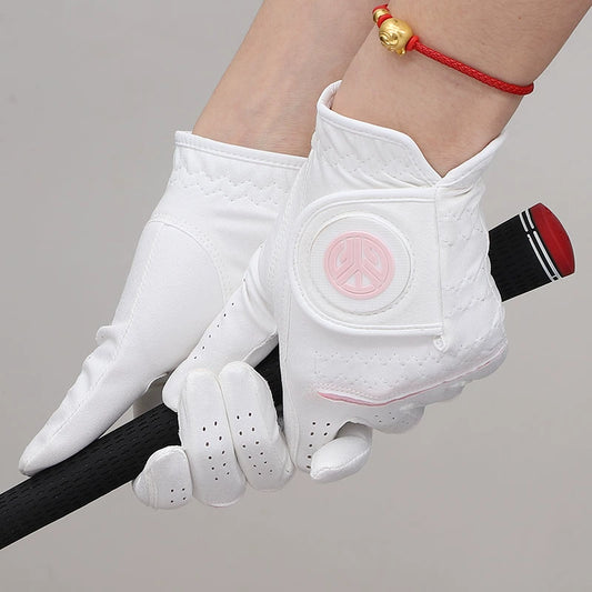 Golf gloves women's thin two-handed imported nano microfiber cloth golf gloves are breathable, wear-resistant, and washable