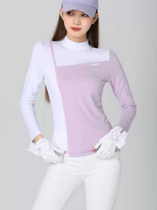 NIEFLE Golf Apparel Women's Spring New Version Long Sleeve Contrasting Fashion Quick Drying Sports Bell Pants Set