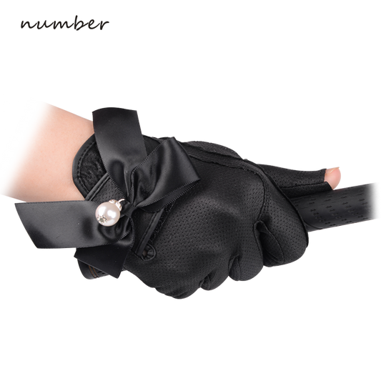Number Golf Gloves Women's Summer Sunscreen Breathable Anti-Slip Gloves Women's Fingerless Golf Gloves