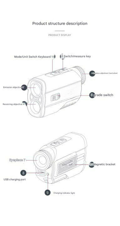 PGM Magnetic Waist Clip Golf Rangefinder High Precision Laser Telescope Slope Compensation Distance Measuring Instrument