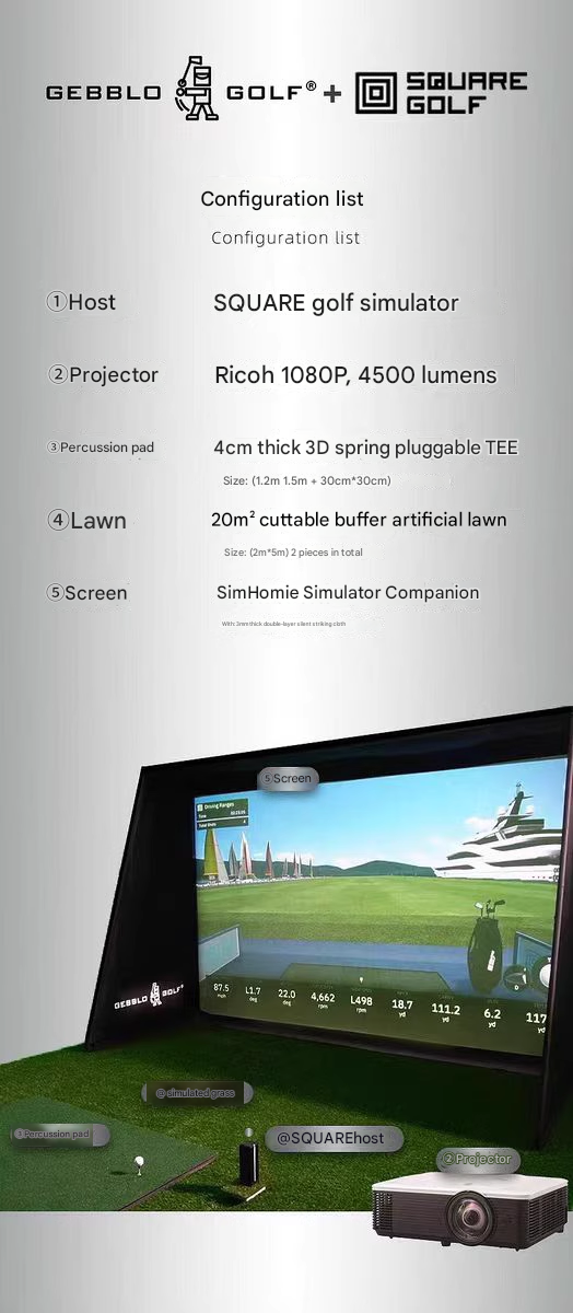 24 NEW SQUARE GOLF SIMULATOR + GEBBLO SIMULATOR COMPANION MULTIPLE TRAINING MODES