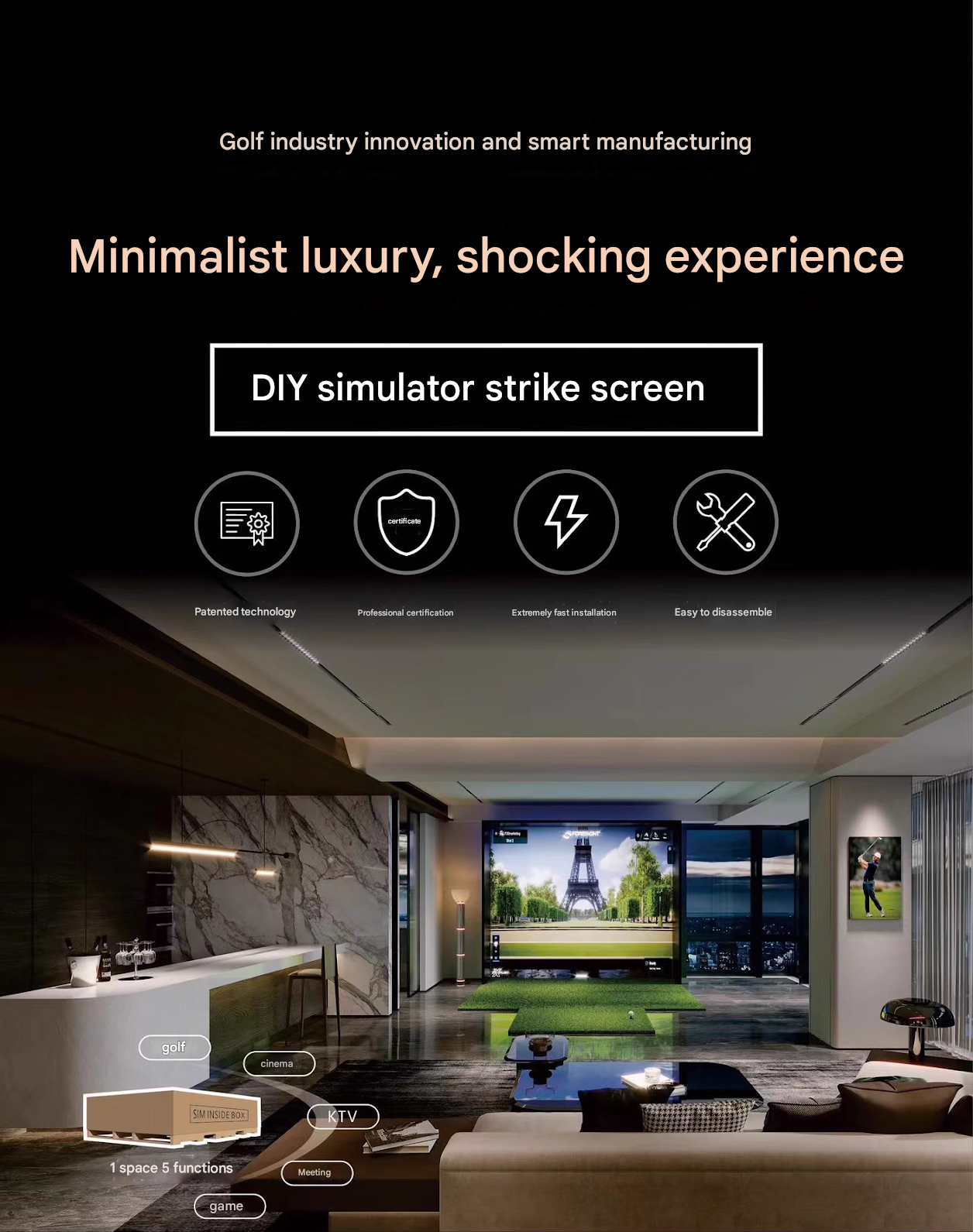 Golf Simulator Strike Screen Lite Projection Screen Simulator Companion squareGARMIN R50