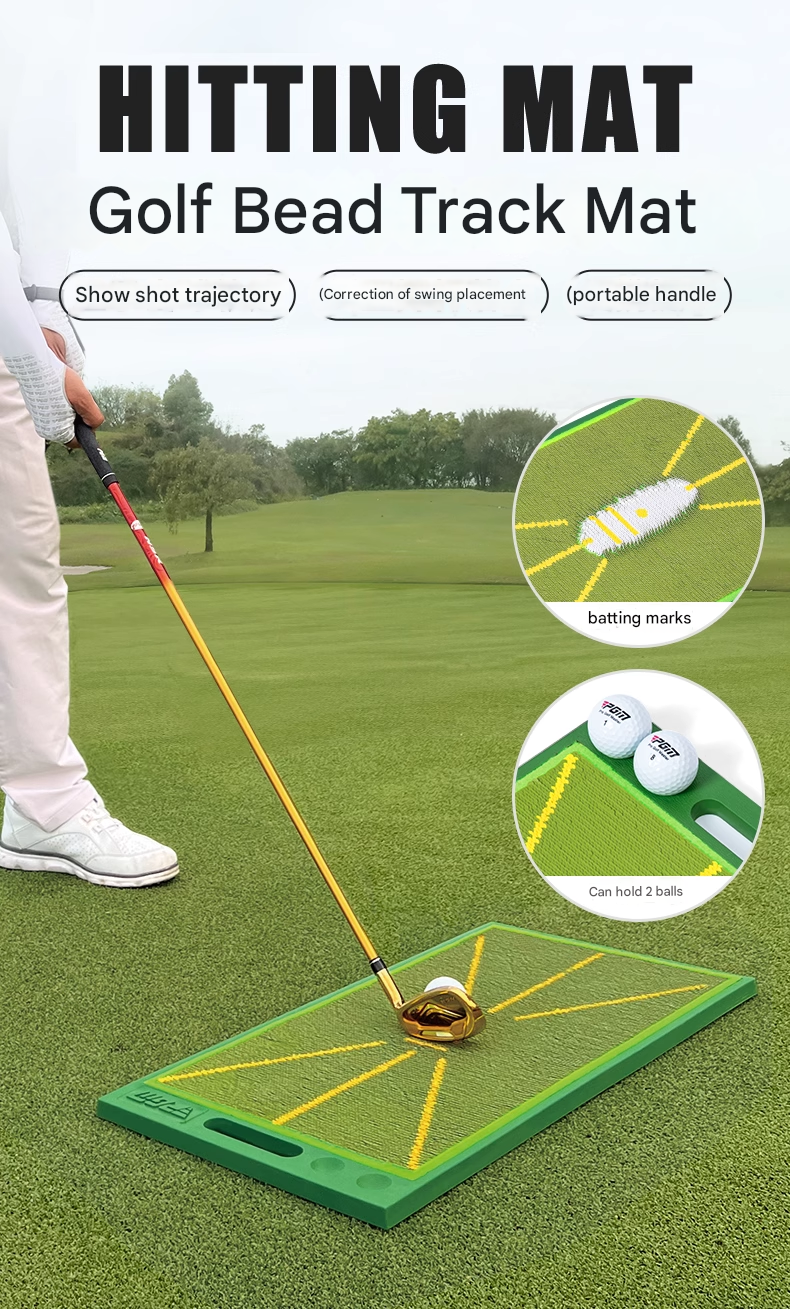 Golf Hitting Mat Pearlescent Hitting Trajectory Home Bead Trajectory Carpet Mat Trainer Marking Pad