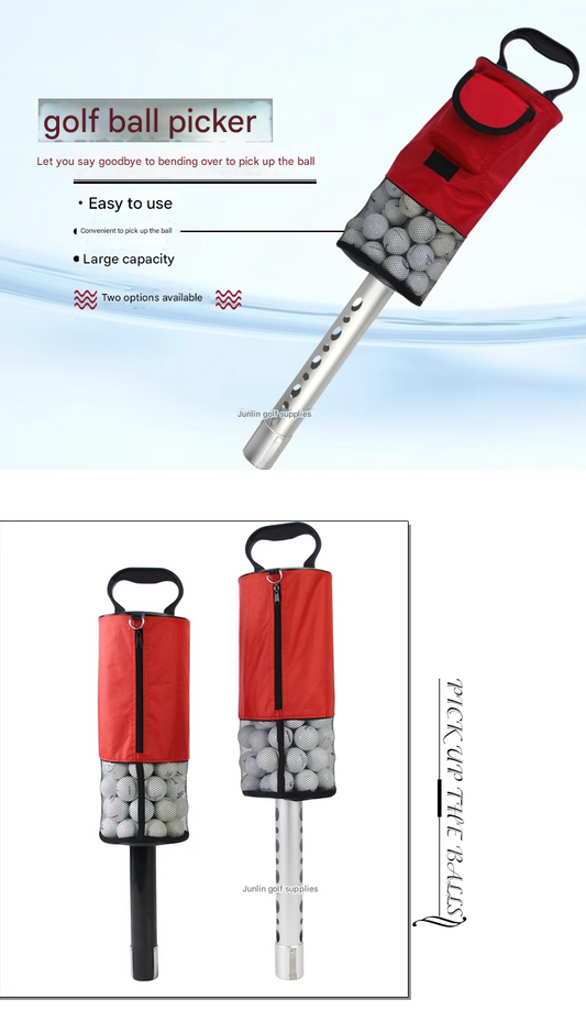 Golf ball picker, aluminum alloy ball barrel, two-stage plastic ball picker, and court supplies can hold 70 pieces with a large capacity